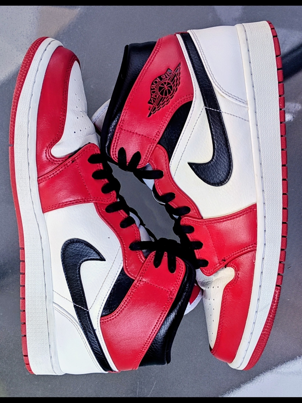 Jordan Men's High-Top Sneakers in Red, White & Black